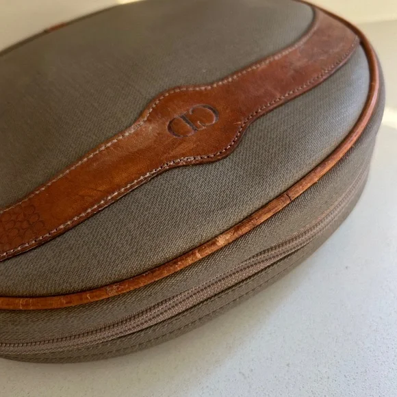 Christian Dior Vintage Canvas Leather Oval Cosmetic Bag - Picture 4 of 8